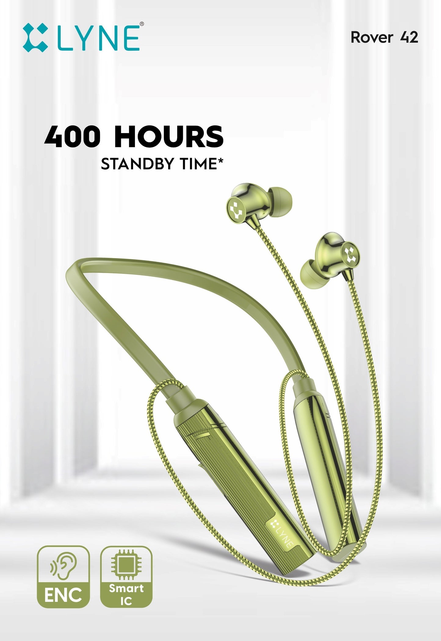LYNE Rover 42- Wireless Bluetooth Neckband With 40hrs Of music Time. Bluetooth