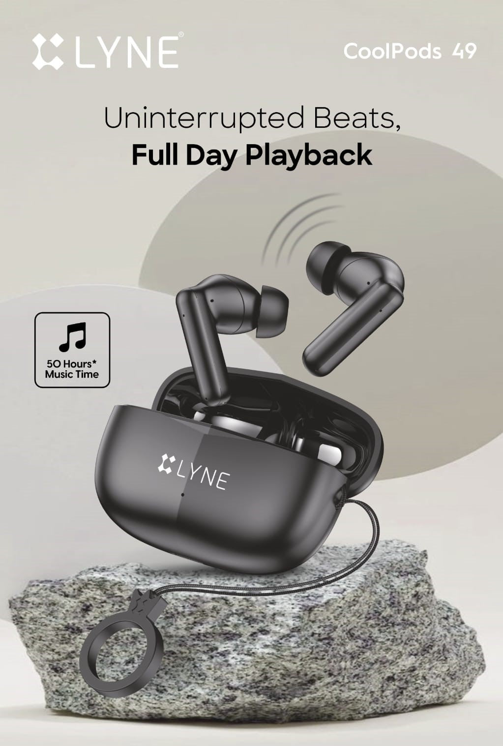 LYNE Coolpods 49 -True Wireless Earbuds with Deep Bass, ENC Mic & 42H Playtime Bluetooth