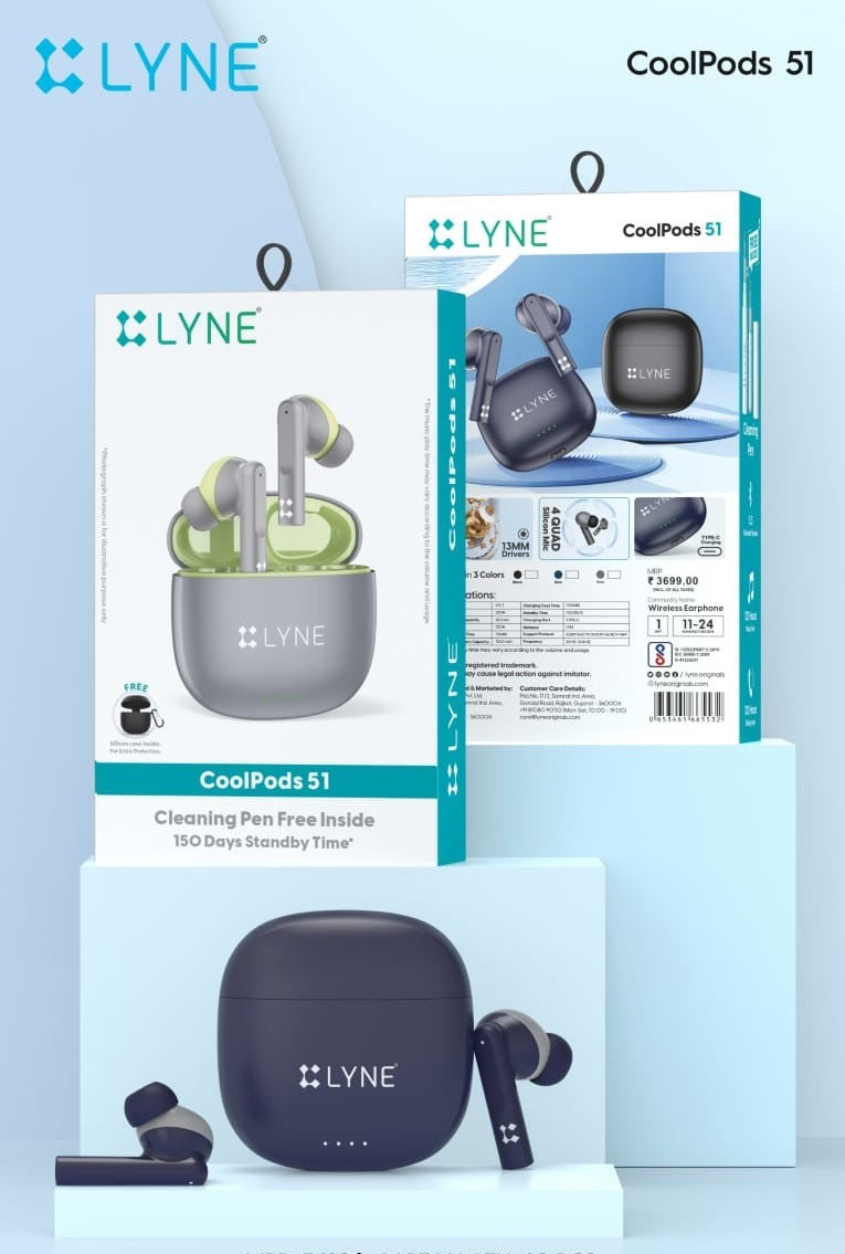 LYNE Coolpods 51 -TWS Earbuds with ENC Mic, Deep Bass, 45 Hours Battery Bluetooth
