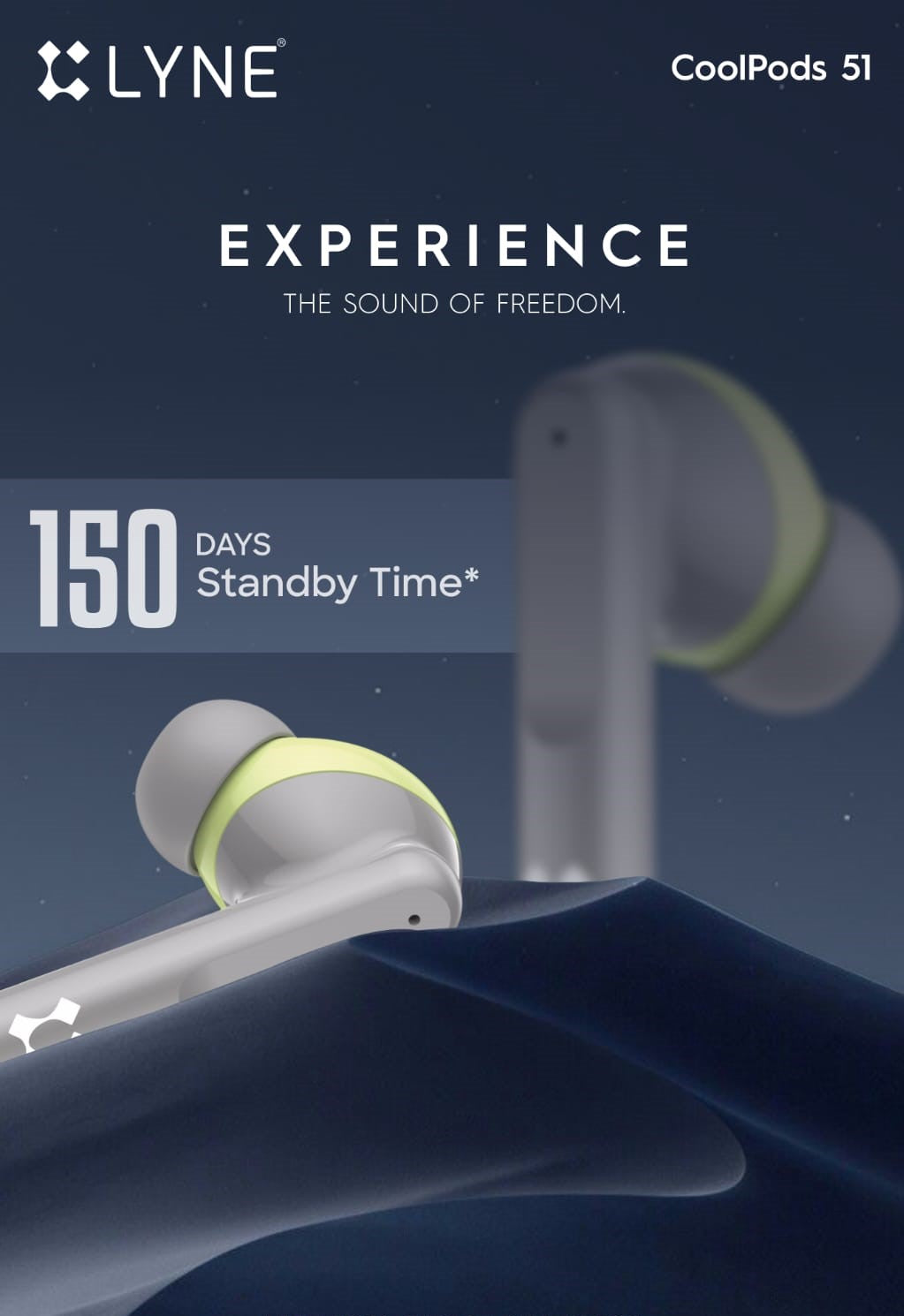 LYNE Coolpods 51 -TWS Earbuds with ENC Mic, Deep Bass, 45 Hours Battery Bluetooth