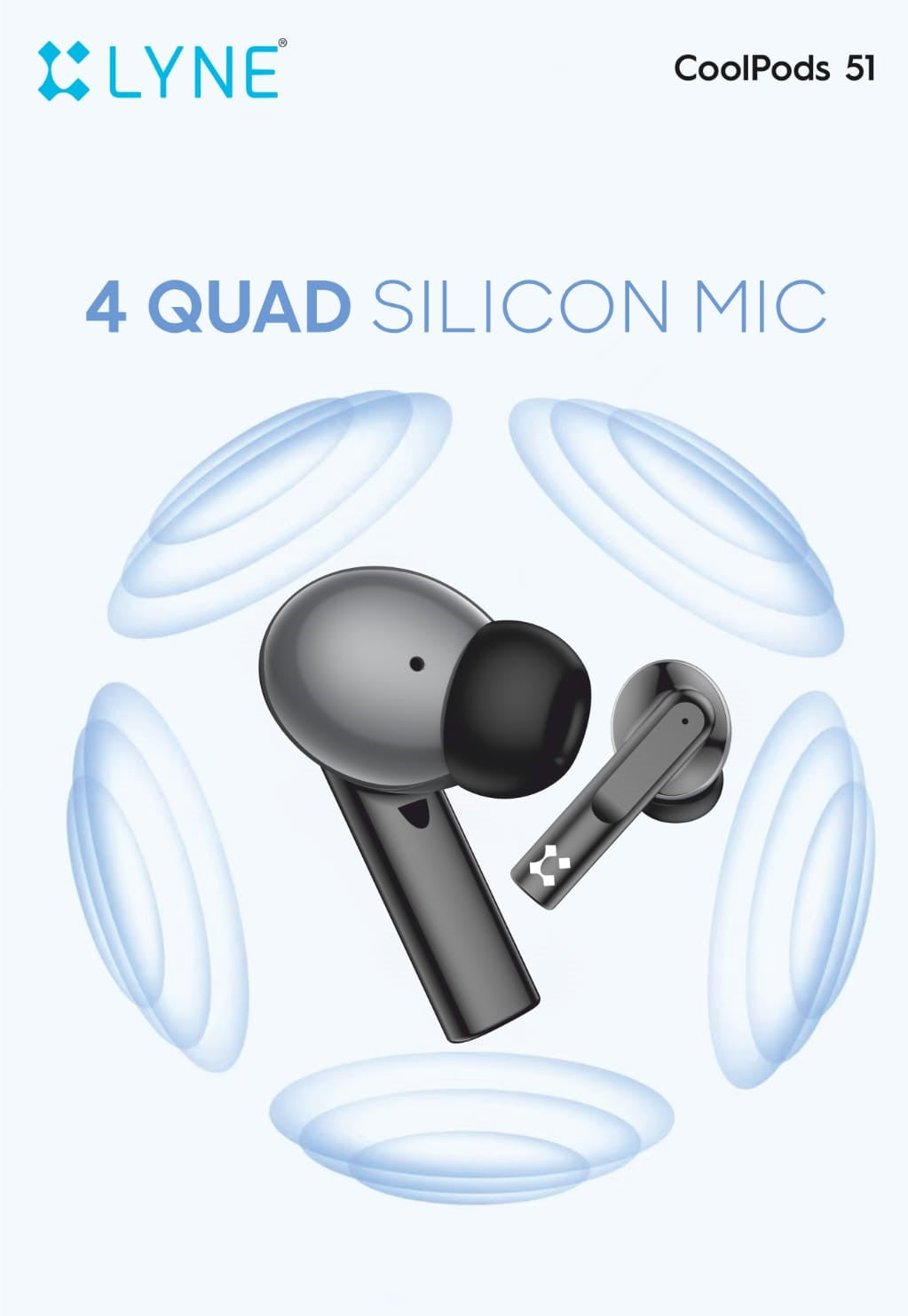 LYNE Coolpods 51 -TWS Earbuds with ENC Mic, Deep Bass, 45 Hours Battery Bluetooth