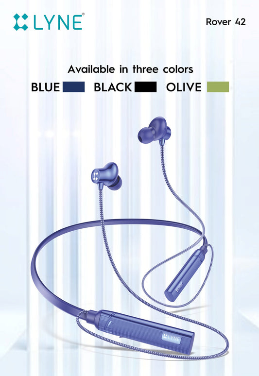 LYNE Rover 42- Wireless Bluetooth Neckband With 40hrs Of music Time. Bluetooth
