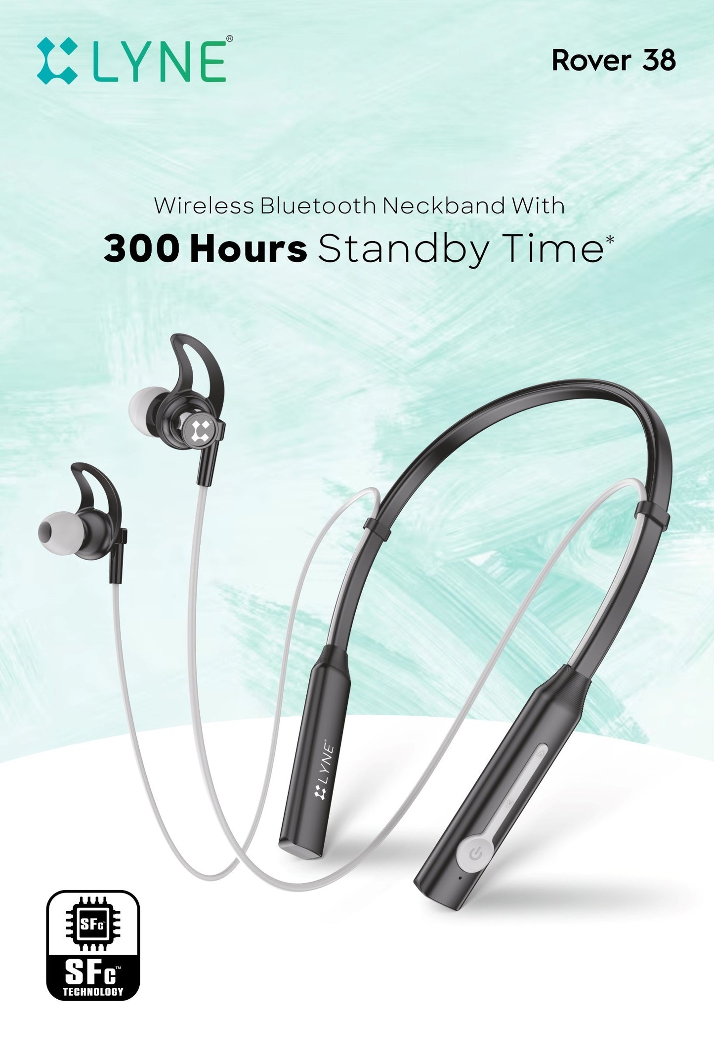 LYNE Rover 38- ENC Technology Super bass wireless bluetooth 300 hrs Standby Time. Bluetooth