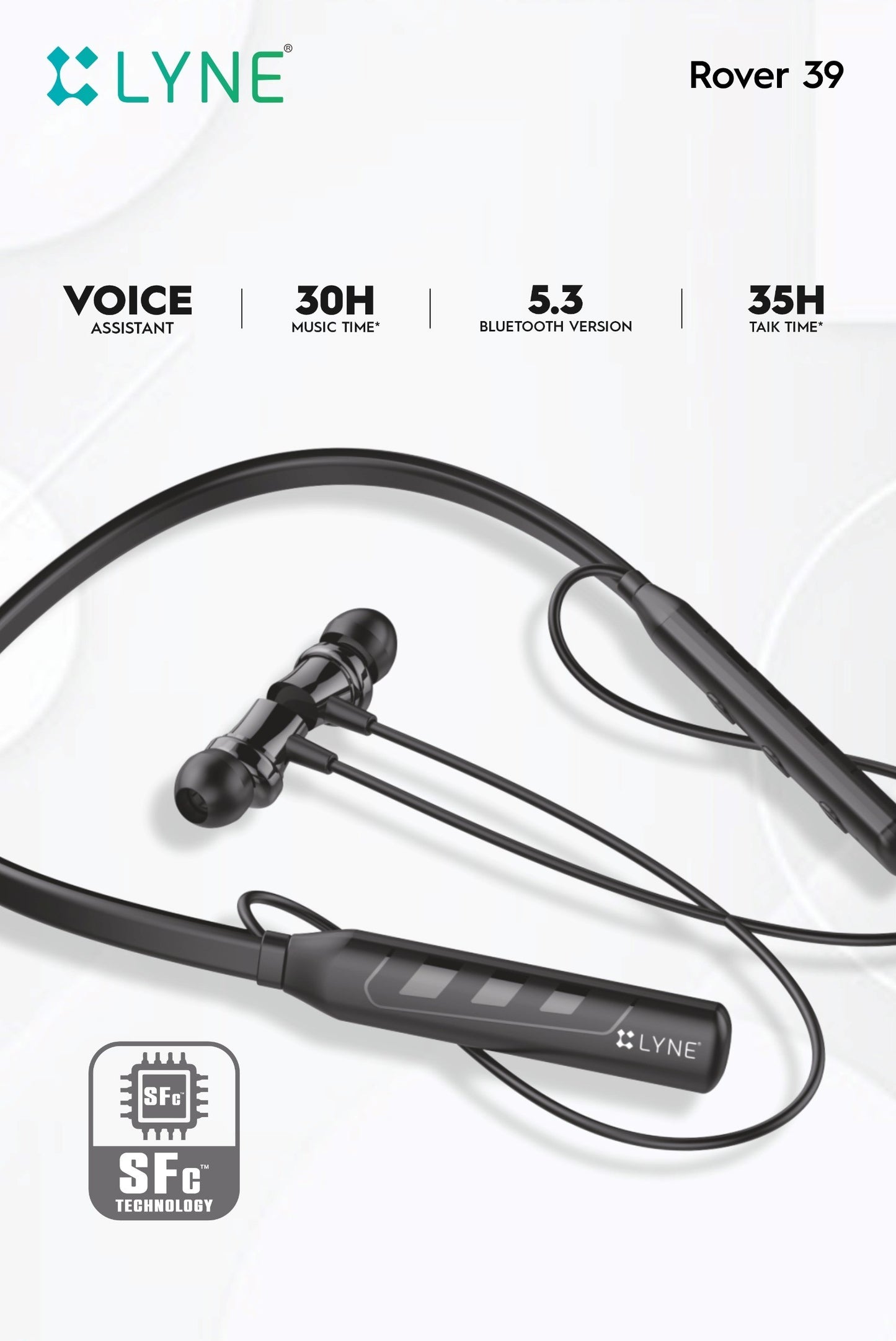 LYNE Rover 39- Wireless Bluetooth 30 hrs music Time ENC Technology Bluetooth