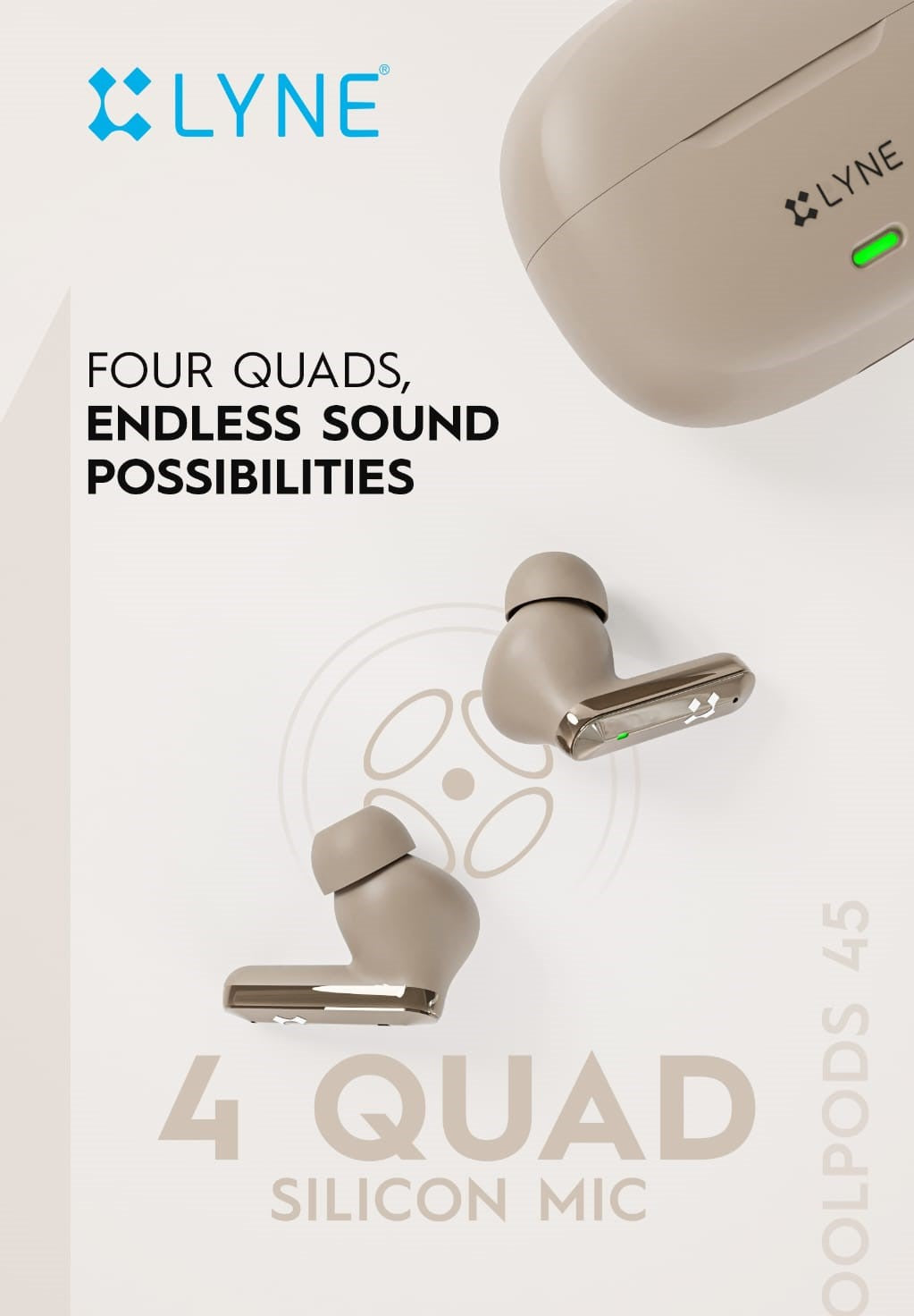 LYNE Coolpods 45 -True Wireless Earbuds with Deep Bass, ENC Mic & Upto 40H Playtime Bluetooth