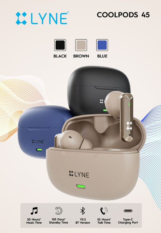 LYNE Coolpods 45 -True Wireless Earbuds with Deep Bass, ENC Mic & Upto 40H Playtime Bluetooth